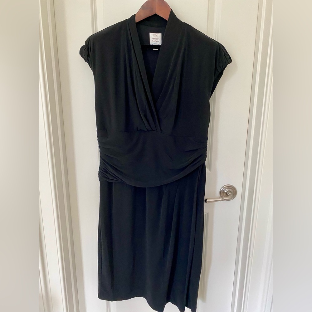 Suzy Chin for Maggy Boutique Black Knit Faux Wrap Dress in Size 14W